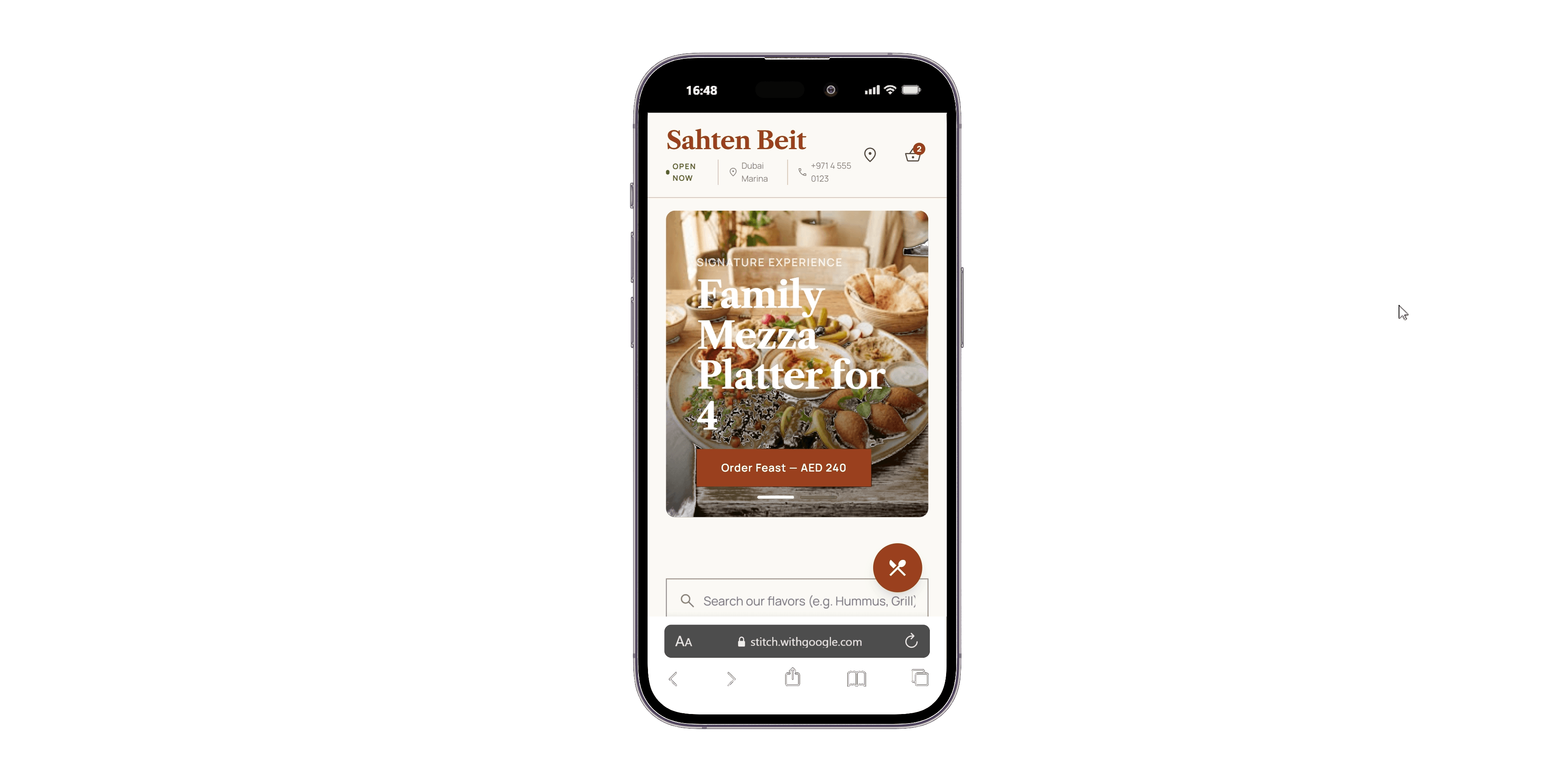 Lebanese Restaurant menu — phone view