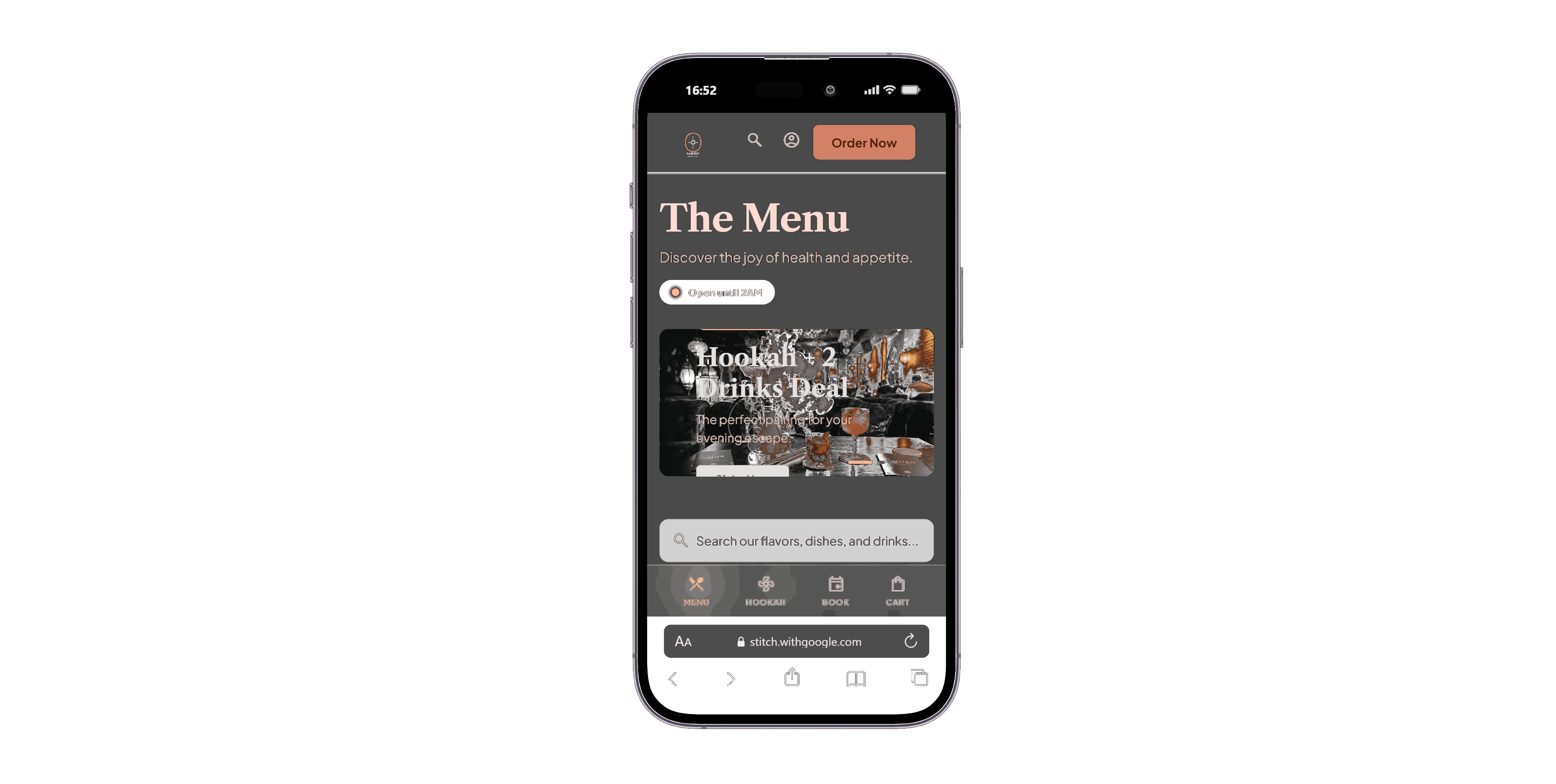 Restaurant & Café menu — phone view