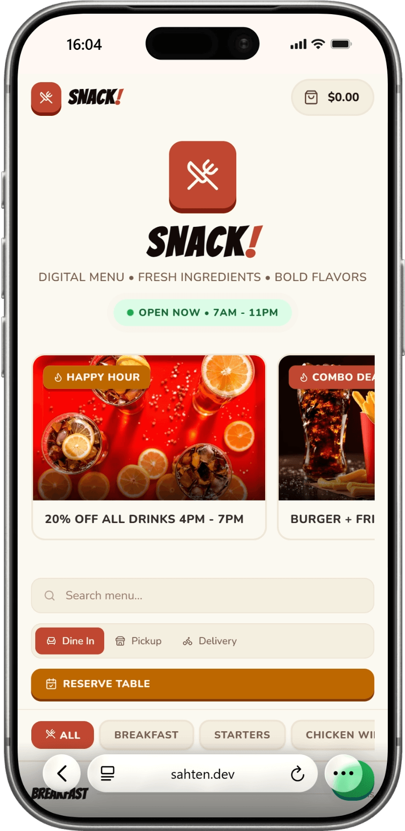 Amigos Snack & Cafe digital menu